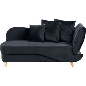 Chaise longue fluweel zwart rechtszijdig MERI II