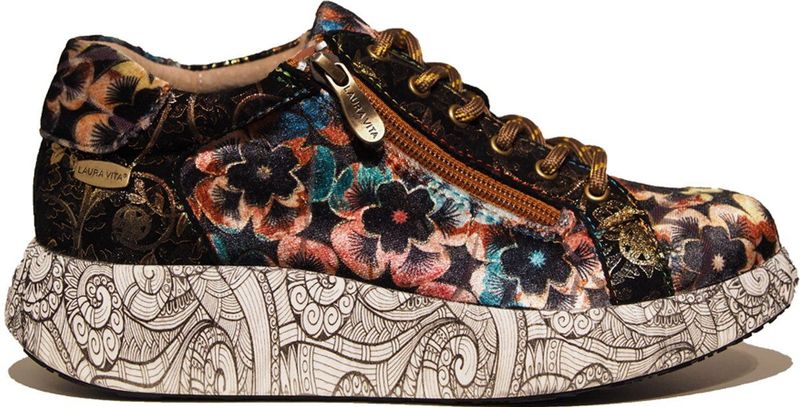 Laura Vita - Nikito 04 Choco - Dames Sneakers - Bruin Multi Kleur Bloemen