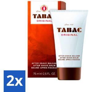 2 x Tabac Original Men - Aftershave Balsem - Verzachtend - 75 ml - Na-scheren Verzorging - Aftershave Balsem - Verzachtende Balsem - Droge Huid - Tabac Original