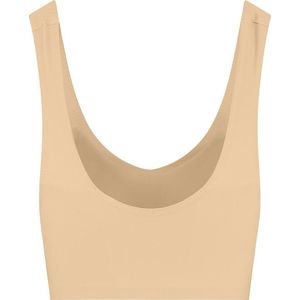 Bye Bra V-Hals Bh-Top, Yoga Bh-Top, Goede Borstondersteuning, Sportbeha, bh topjes dames, naadloze bh,, Beige, XXL