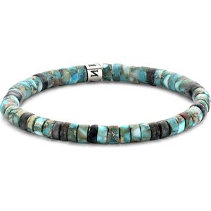 Frank 1967 Beads 7FB 0424 natuurstenen armband - stretch - licht blauw / zwart