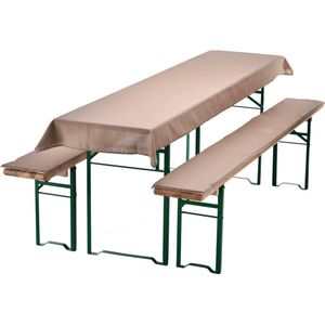 Bierbankkussens Set 240x90 cm Beige - 1x Tafellaken voor 220x70 cm tafels & 2x Gevoerde kussens voor 220x25 cm banken