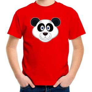 Cartoon panda t-shirt rood voor jongens en meisjes - Kinderkleding / dieren t-shirts kinderen 158/164