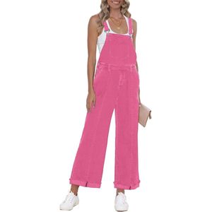 Elegante Ruimvallende Dames Jumpsuit - Denim Baggy Jeans XL Roze