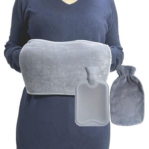 Warmtekruik - Warmwaterkruik - Waterkruik - Voor Pijnverlichting - 1L - PVC-Vrij - Grijs