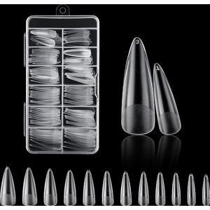 Nifkos 110. - Stiletto Full Cover - Full Frosted - Nageltips - Nepnagels - Plaknagels - 120 stuks 12 maten - Voor Gellak Acrylnagellak en PolyGel nagels