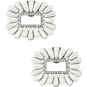 Zilveren Schoenclips Witte Parels - Trendy Schoenaccessoires - Luxe Accessoires voor Je Pumps - Zilver & Wit