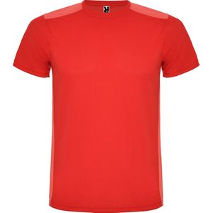 Rood en Koraal kinder unisex sportshirt korte mouwen Detroit merk Roly 8 jaar 122-128