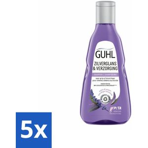 5 x Guhl - Shampoo - Zilverglans & Verzorging - 250 ml - Glans Shampoo - Verzorging Shampoo - Paarse Salie - Haarversterking