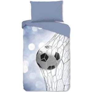 Flanellen Dekbedovertrek 140x200 Voetbal Net Grijs Warm Katoen