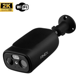 Finex - Solar Camera Black Edition - Draadloze Beveiligingscamera - 2K Ultra HD - Met Wifi en App