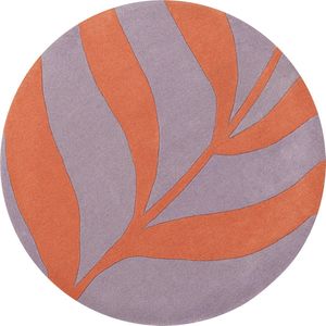 Lifa baby Wol Vloerkleed - Leaf Lavender Salmon - Rond - 120 cm