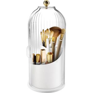 Make-up organizer, 360° draaibare cosmetica-organizer, kwasthouder, cosmetica met deksel, badkamerorganizer voor eyeliner, borstels en lippenstift, make-upkwastenorganizer voor decoratie en