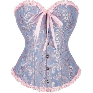 Gothic Vintage Bustier Corset voor Dames - Blauwe en Roze Lingerie Maat M