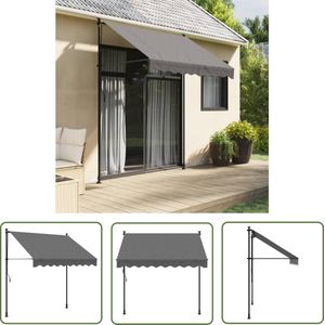 The Living Store Luifel uittrekbaar 200x150 cm stof en staal antracietkleurig - Uitklapbare Luifel - Terrasoleuning - Zonbescherming - Veranda - Patio
