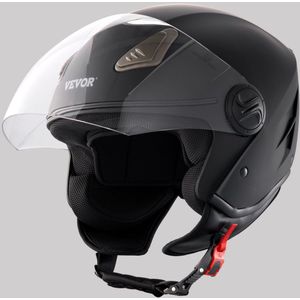 VEVOR 3/4 Motorcycle Helmet Motorhelm, Maat M 57-58cm, Helm Gemaakt van ABS, Ece Goedgekeurd, Comfortabele Motorcross Helm, Geschikt voor Tieners en Volwassenen, Zwart