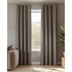 HOOMstyle Kant en Klaar Gordijn - Verduisterend - Met Ringen - 140x270cm - Taupe / Bruin