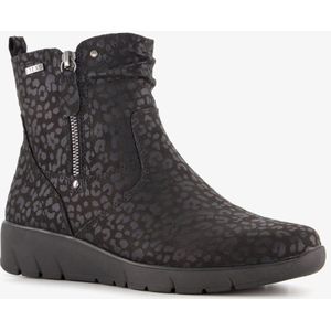 Softline dames enkellaarsjes met H leest luipaardprint - Zwart - Maat 41