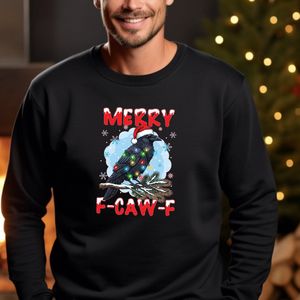 Uniseks Kerst sweater maat 3XL -F-Caw-F- foute kersttrui- kleur zwart- Merry fuck off.