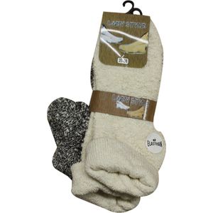 2 paar damessokken - Gemêleerd - Katoen - Blauw en Ecru - Maat 39/42