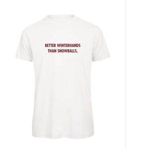 Better winterhands than snowballs wintersport t-shirt Wit S - Bordeaux rood - soBAD. | Foute apres ski outfit | kleding | verkleedkleren | wintersport t-shirt | wintersport dames en heren