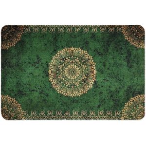 Deurmat Orient (50 x 70 cm, groen) - antislip en wasbare deurmat voor buiten/binnen - absorberende vuilvangmat voor binnen en buiten in oosterse design