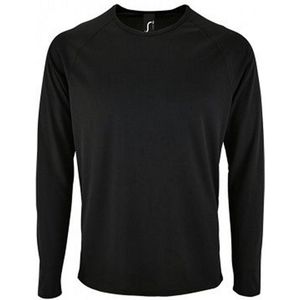 SOLS Heren Sportief T-Shirt met lange mouwen (Zwart)