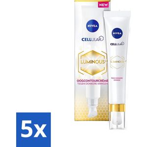 5 x NIVEA - Oogcrème - CELLular LUMINOUS630 - Tegen donkere kringen, wallen & rimpels - Voor alle huidtypen - Met Hyaluronzuur & Cafeïne - 15 ml - Oogcrème - Donkere Kringen - Wallen - Rimpels - Oogcontour