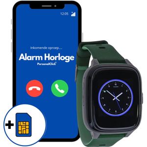 PersonalClick SOS Alarm Horloge voor Ouderen met Valdetectie - Persoonlijk Alarmknop voor Senioren met GPS Locatie - Waterdichte Noodhulpknop - SOS Horloge Senioren - GROEN