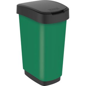 Twist afvalbak 50 l met deksel, van kunststof (PP), vrij van BPA, groen, 50 l (40,1 x 29,8 x 60,2 cm)