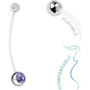 Fako Bijoux® - Zwangerschapspiercing - Kristal - Paars