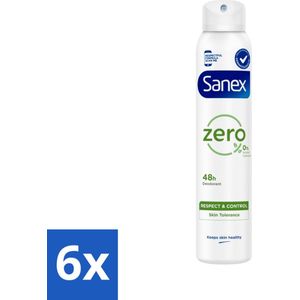 Sanex - Deodorant Spray - Zero% Normal Skin - Zonder Toevoegingen - 200 ml - Voordeelverpakking - 6 stuks