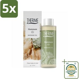 5 x Therme - Hammam - Massageolie - Hydraterend - Verzorgend - 125ml - Grootverpakking - Massageolie - Ontspanningsmassage - Hydraterende Olie - Wellness - Zachte Huid