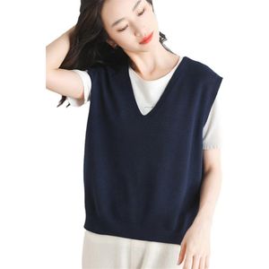 Dames Trui Vest Herfst Winter Mouwloos V-Hals Brei Tops Loose Fit