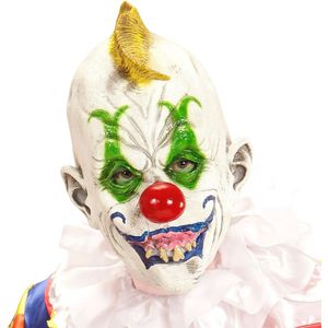 Widmann - Monster & Griezel Kostuum - Crazy Keessie Masker Enge Gekke Clown - Wit / Beige - Halloween - Verkleedkleding