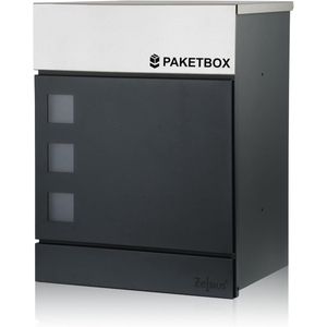 Pakketbrievenbus met Pakketvak - Gepowdercoat Staal Antraciet met Diefstalbeveiliging