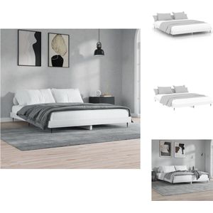 vidaXL Bedframe Hoogglans Wit - Bewerkt Hout/Metaal - 203x203x20 cm - Multiplex Lattenbodem - Bed