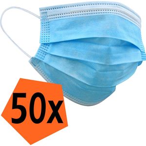 Mondkapje Blauw Wegwerp - Mondmasker Wegwerp Niet Medisch Mondkapje Blauw - Blauw Mondkapje Wegwerp Universeel - 50 Stuks