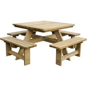 MaximaVida luxe vierkante houten picknicktafel Tallinn 120 cm - extra beenruimte