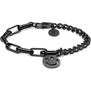 Lucleon - Heren - Roestvrij Staal Schakelarmband - Zwart