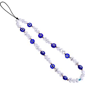 Ketting met parels en armband met boze oog voor mannen en vrouwen, telefoonketting met edelstenen