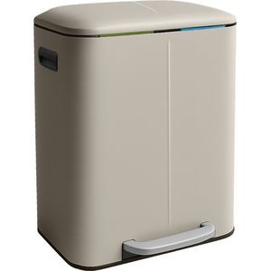 Prullenbak 2 vakken - elk 20 liter - met binnenemmers - beige