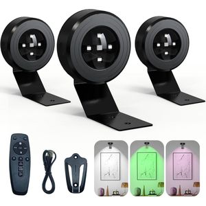 Set van 3 Oplaadbare Schilderijverlichting - Draadloze Wandlamp - Draadloze Spotjes - Draadloze Schilderijverlichting Oplaadbaar - Touch en Afstandsbediening - Dimbaar LED - Oplaadbare Schilderijlamp Snoerloos - Accu Schilderijlamp - USB-C - Zwart