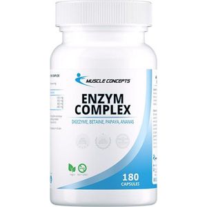 Enzym Complex - Enzym Support -Digezyme + Betaine + Papaya + Ananas - 180 Vegan Capsules | Muscle Concepts