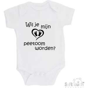 100% katoenen Romper ""Wil je mijn peetoom worden?"" Unisex Katoen Wit/zwart Maat 62/68