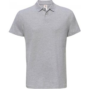 Polo Heren L B&C Kraag met knopen Korte mouw Heather Grey 90% Katoen, 10% Viscose