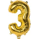 Boland - Folieballon '3' goud (36 cm) 3 - Goud - Cijfer ballon