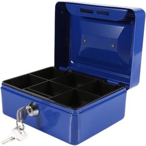 Mini veiligheidskluis medicijnopbergdoos - opbergdoos voor bankbiljetten - roestvrij staal - 15 x 12 x 75 cm - blauw