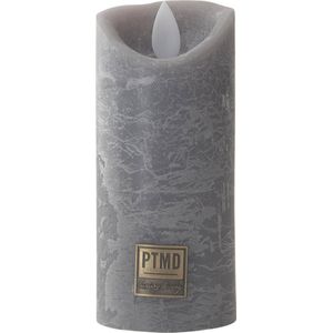 PTMD LED kaars Rustiek grijs 5,5 x 5,5 x 12,5 cm - LED Light Candle rustic grey moveable flame - XS