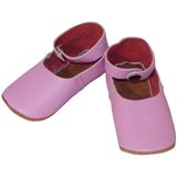 Klompslofjes - Leer - Blauw - Enkelbandje